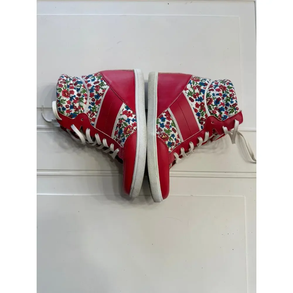 Mudd Womens Sz 8 Red White Floral Y2K Sneaker Wedges Wedge Shoes Retro